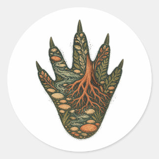 Crocodile Botanical Footprint Nature Sticker Runt Klistermärke