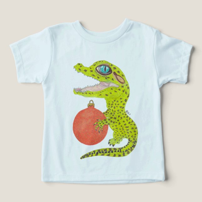 CROCODILE CELEBRATING CHRISTMAS T SHIRT (Design Framsida)