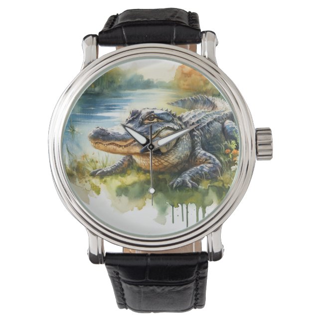 Crocodile Charm REF172 - Watercolor Armbandsur (Framsida)