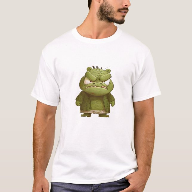 Crocodile Cute Aditable Humous Illustration T Shirt (Framsida)