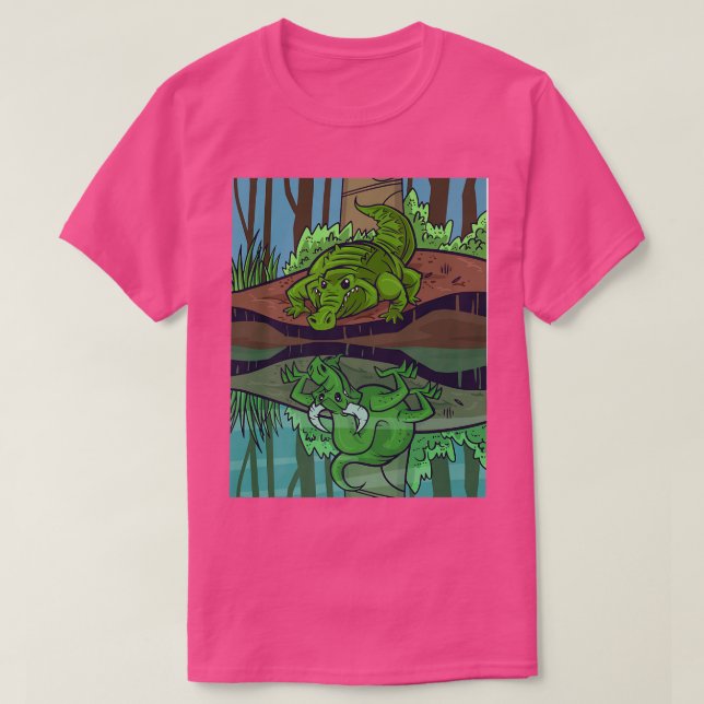 Crocodile Dragon Fairy Tale Reflective Image T Shirt (Design framsida)