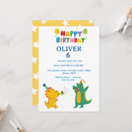 Crocodile & Hippo Birthday Invitation  Inbjudningar
