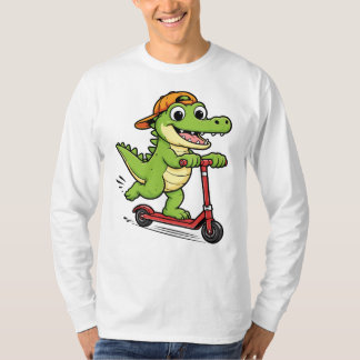 Crocodile Playing Scooter T Shirt