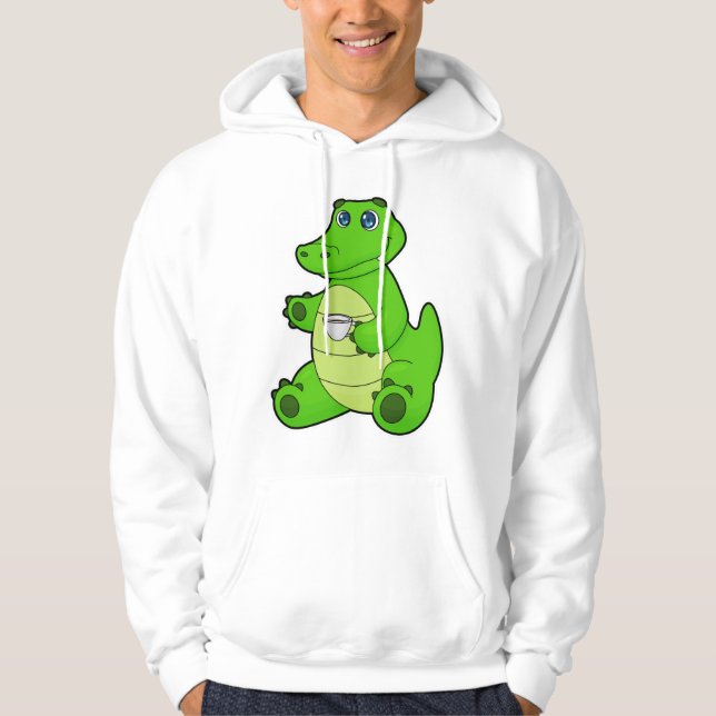 Crocodile with Cup of Coffee Hoodie (Framsida)