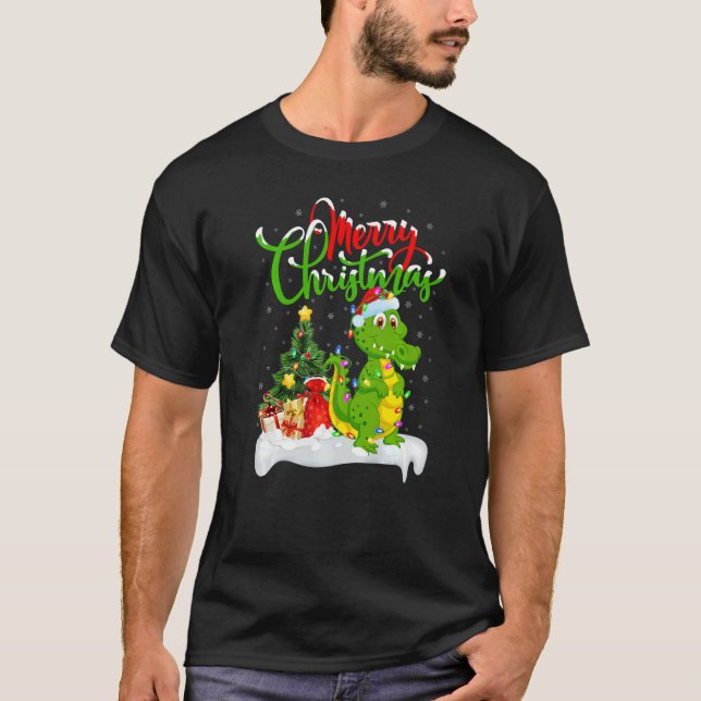 Crocodile  Xmas Decorations Santa Crocodile Christ T Shirt (Framsida)