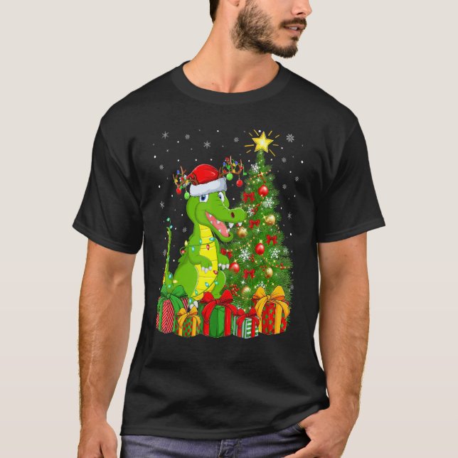 Crocodile   Xmas Holiday Santa Crocodile Christmas T Shirt (Framsida)