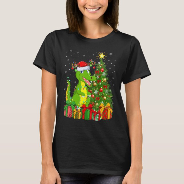 Crocodile   Xmas Holiday Santa Crocodile Christmas T Shirt (Framsida)