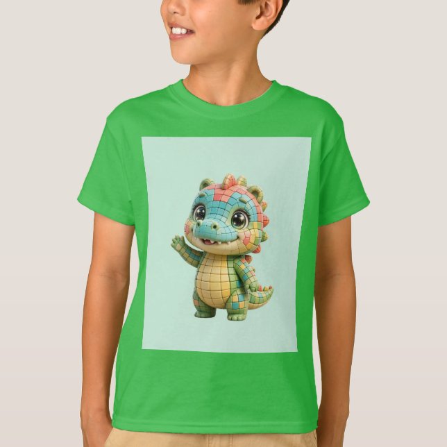  Crocodino - mint bakgrund - Barn Vertikal  T Shirt (Framsida)