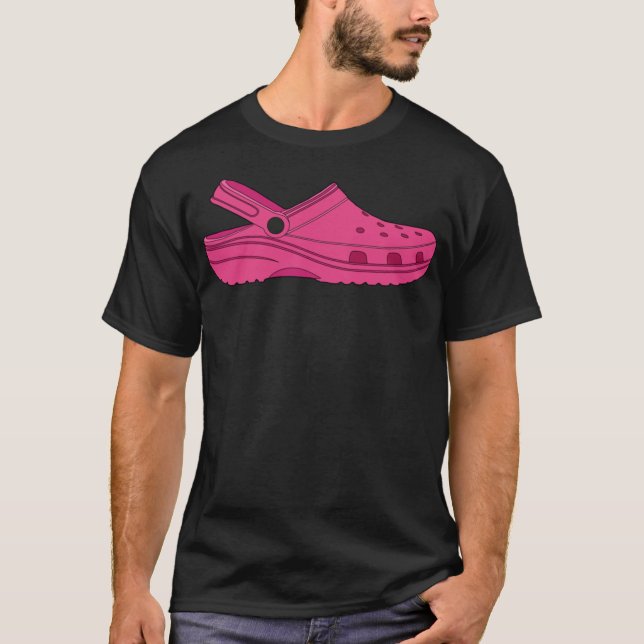 Crocs Clog Neon Magenta Shock rosa Shoe Classic T- T Shirt (Framsida)