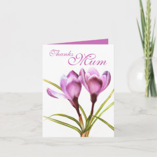 Crocus-blommans vattenfärgskonst Tack Morsa lila Kort