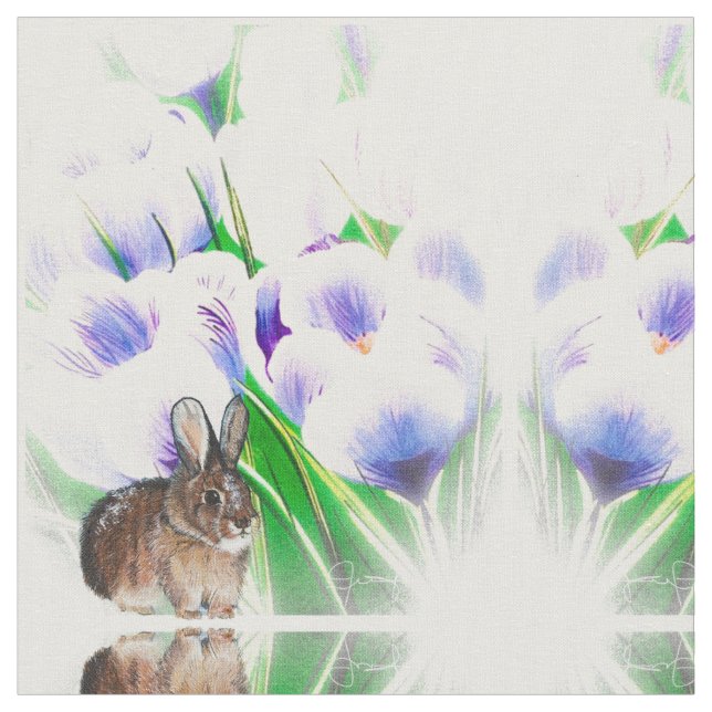Crocus Bunny Fabric Tyg (Närbild)