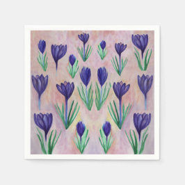 Crocus Flower Mönster Napkins Pappersservett
