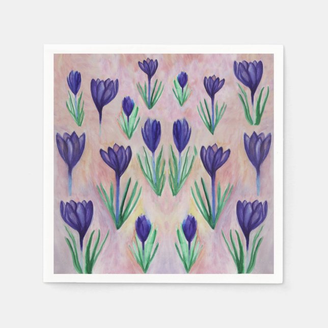 Crocus Flower Mönster Napkins Pappersservett (Framsidan)