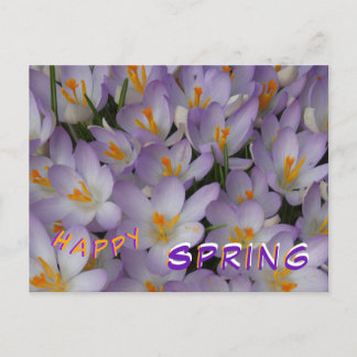 Crocus Flowers Mönster Lycklig Vår vykort