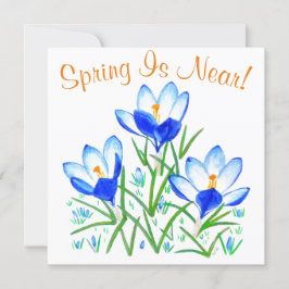 Crocus Flowers on White Flat Card