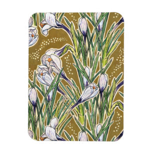 Crocus Flowers Vår Blommigt Botanical Art Mönster Magnet