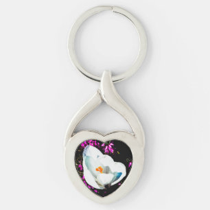 Crocus in Flower Bed Twisted Heart Silverfärgad Nyckelring