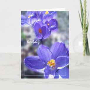 Crocus Lila blommor Grattis på födelsedagen Kort