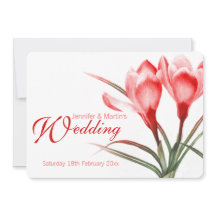 Crocus red rosa blommigt bröllopsinbjudan