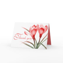 Crocus rosa röd bröllop tackkort