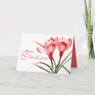 Crocus rosa röd bröllop tackkort