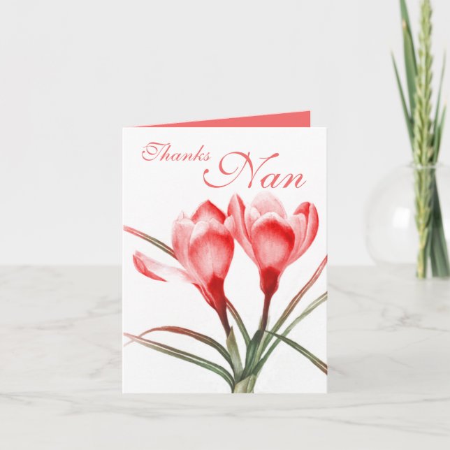 Crocus "Tack Nan" rosa Red mor-kort Tack Kort (Framsida)