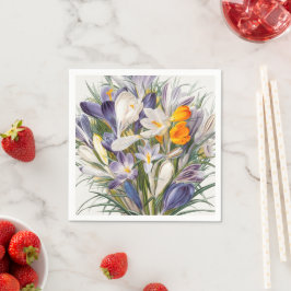 Crocus Vår Flower Botanical Blommigt Art Pappersservett