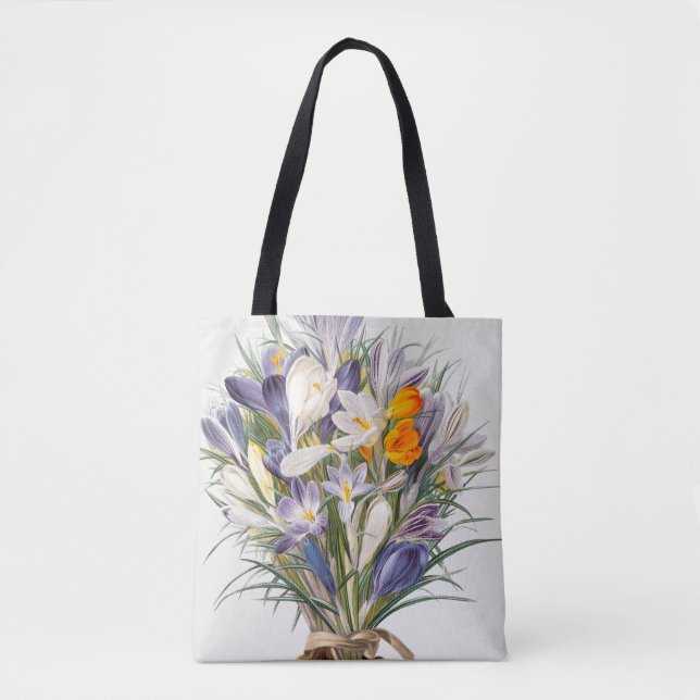 Crocus Vår Flower Botanical Blommigt Art Tygkasse (Framsida)