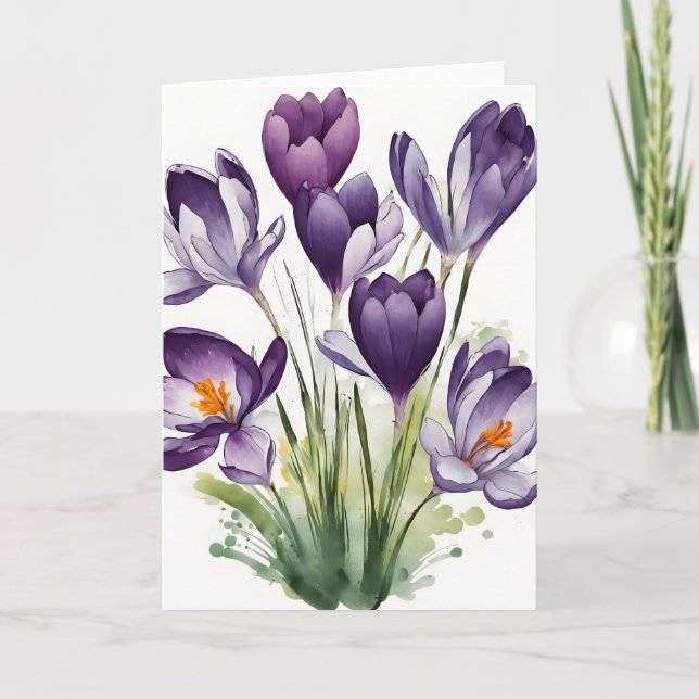 Crocus - Watercolor flowers Kort (Framsida)