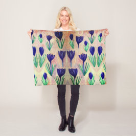 Crocus Watercolor Mönster Fleece Blanket