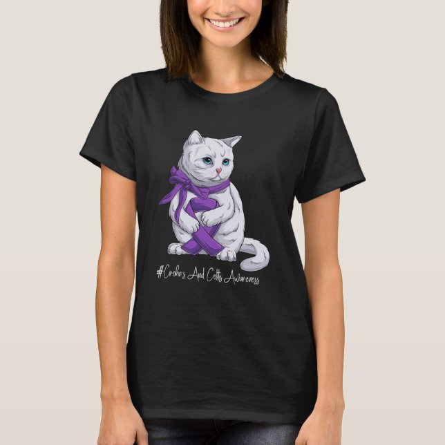 Crohn s and Colitis Awareness Month Lila Ribbon T Shirt (Framsida)