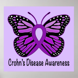 Crohns Disease Butterfly Awareness Ribbon Poster