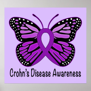 Crohns Disease Butterfly Awareness Ribbon Poster