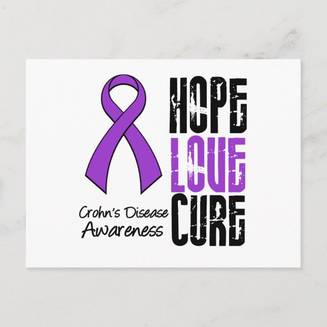 Crohns Disease Hope Kärlek Cure Ribbon Vykort (Framsida)