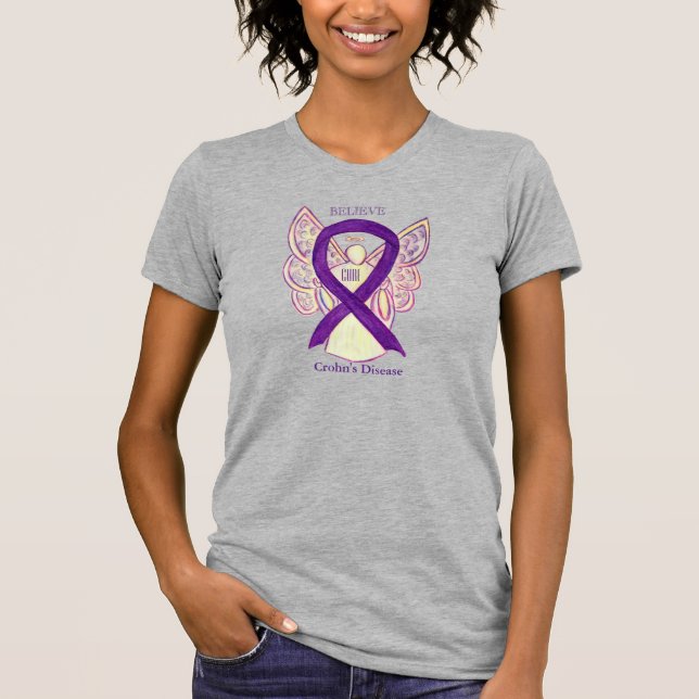 Crohns Lila Awareness Ribbon Shirt T (Framsida)