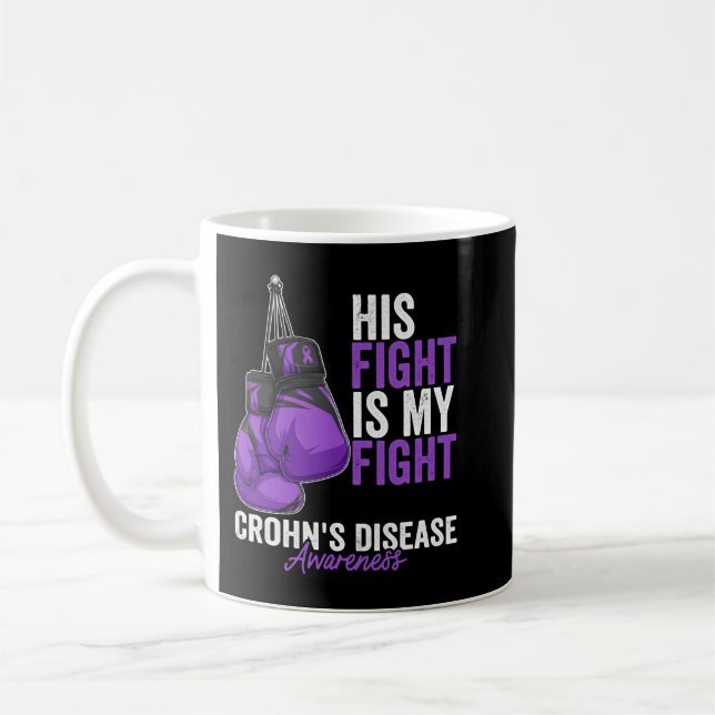 Crohns sjukdom Awareness Month Boxing Glove Purp Kaffemugg (Vänster)