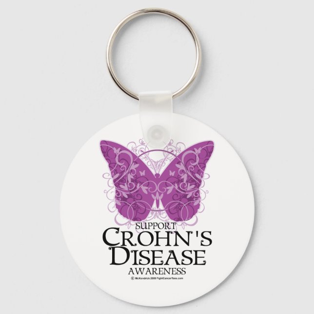 Crohns sjukdom Butterfly Nyckelring (Framsida)