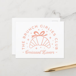 Croissant älskare flickor rosa båge estetiskt vykort
