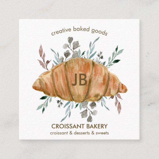 Croissant Baked Goods boulangerie Fyrkantigt Visitkort (Framsida)