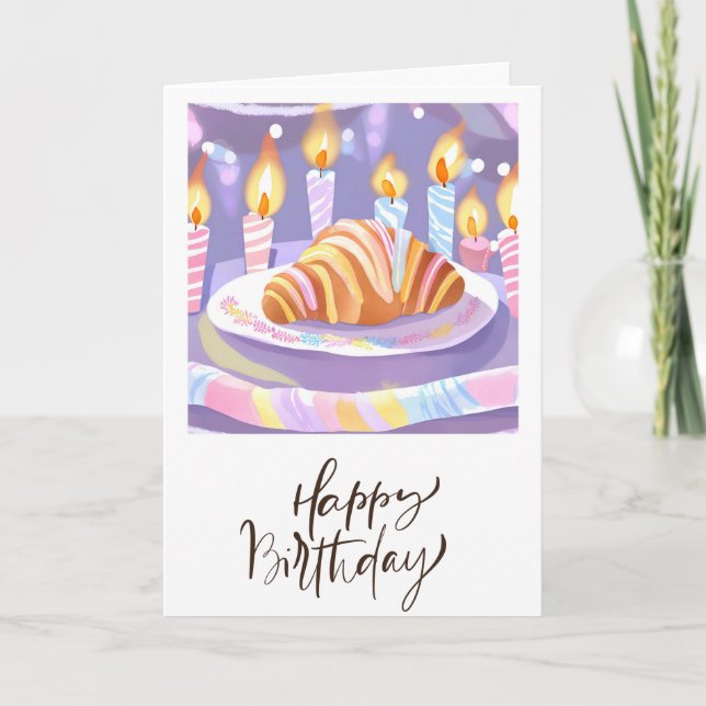 Croissant Birthday Card Tack Kort (Framsida)