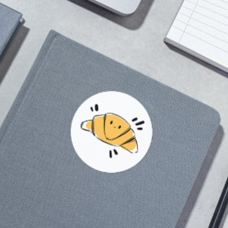 Croissant Bläck Sketch Runt Klistermärke