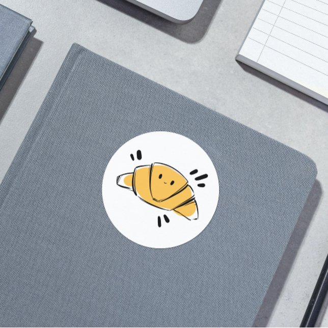 Croissant Bläck Sketch Runt Klistermärke (Skapare uppladdad)