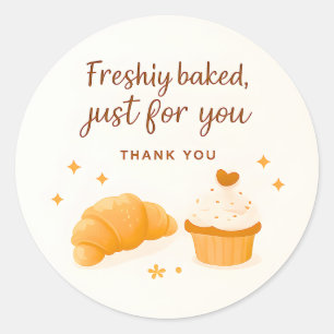 Croissant Cupcake Sparkle Bakery Tack för Sticker Runt Klistermärke
