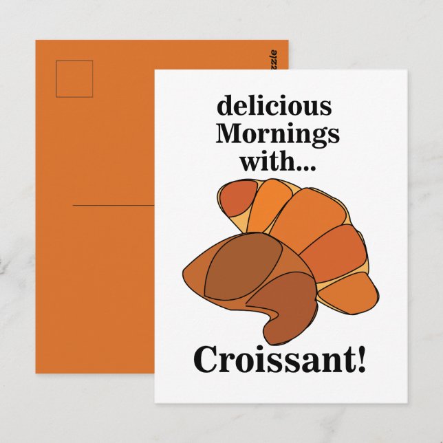 Croissant Frukostmat Vykort (Fram/baksida)