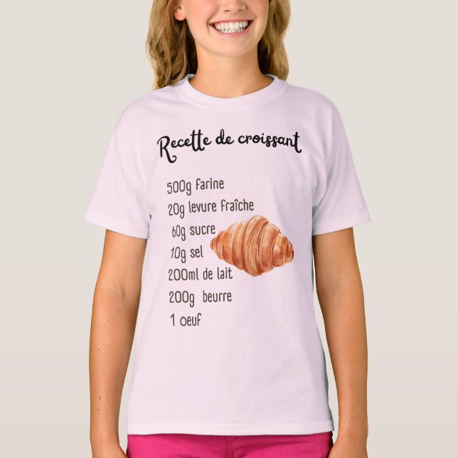 Croissant Pastry Recipe Kids Tonåringars Baking T- T Shirt (Framsida)