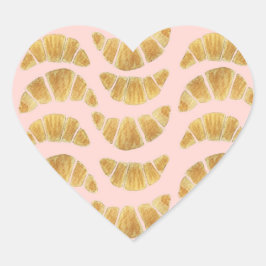 Croissant Rose Akvarell  Hjärtformat Klistermärke