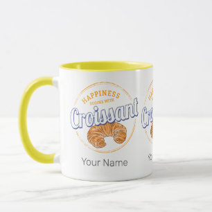 Croissant Snabbmat Vintage Frankrike Retro Frukost Mugg