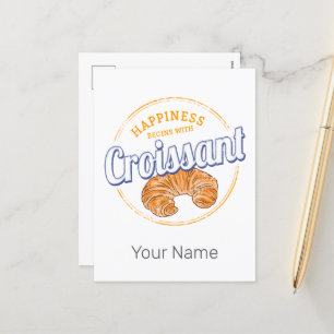 Croissant Snack Vintage Frankrike Retro Breakfast Helg Vykort