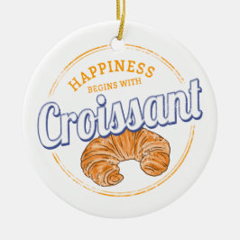Croissant Snacks Vintage Frankrike Retro Frukost Julgransprydnad Keramik