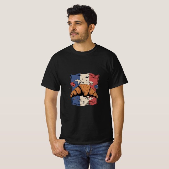 Croissant with hands funny men t-shirt design (Hel framsida)